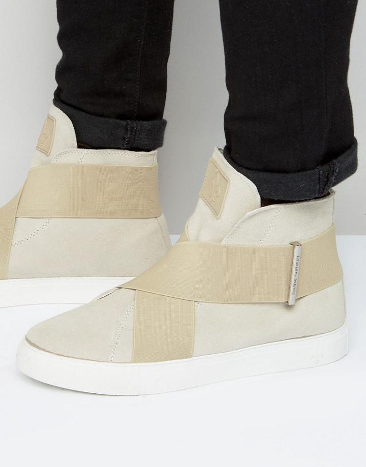 Criminal Damage Flight Mid Top Sneakers - Stone