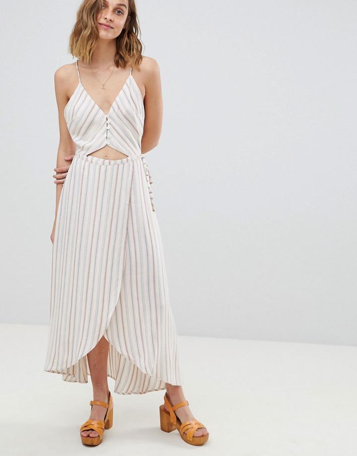 Rahi Cali Stripe Button Front Wrap Dress - Multi