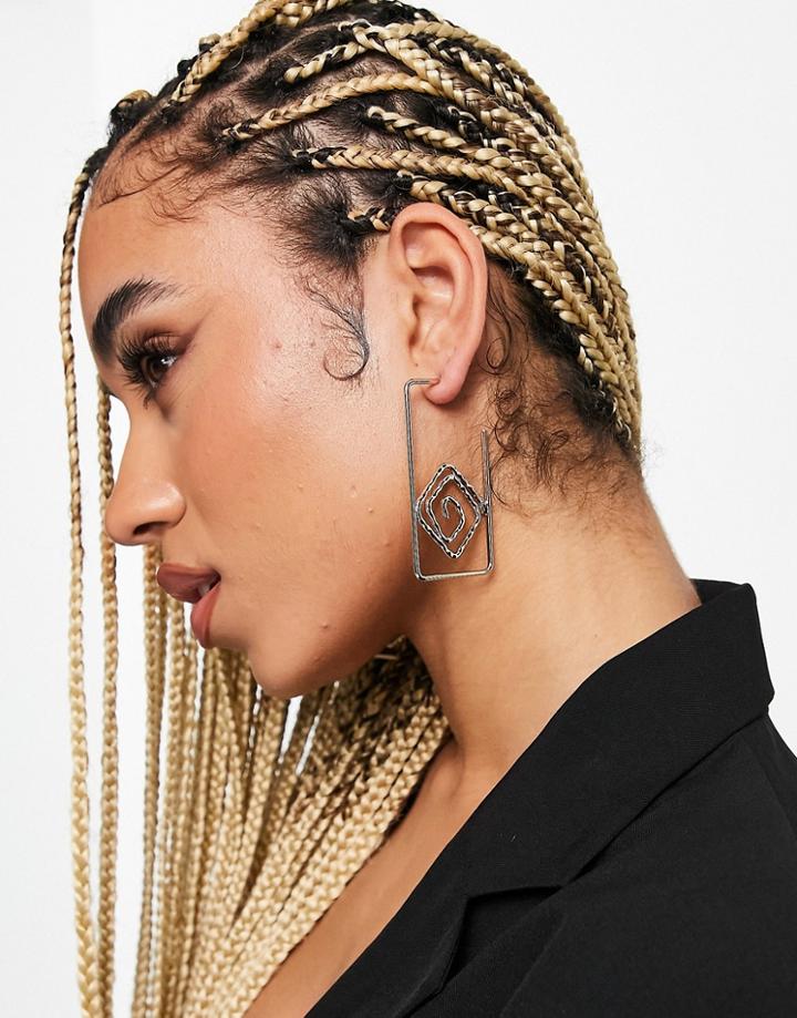 Topshop Square Swirl Hoop Earrings In Gold