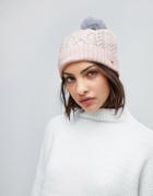 Ted Baker Cable Knit Bobble Hat - Pink