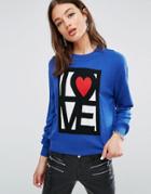 Love Moschino Reflection Cashmere Wool Mix Sweater - Blue