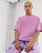 Asos Design Oversized T-shirt In Ribbed Velour In Lilac - Purple