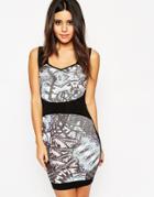 Asos Body-conscious Dress In Structured Knit In Pattern - Multi