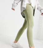 Asos Design Petite Legging In Washed Khaki - Mgreen