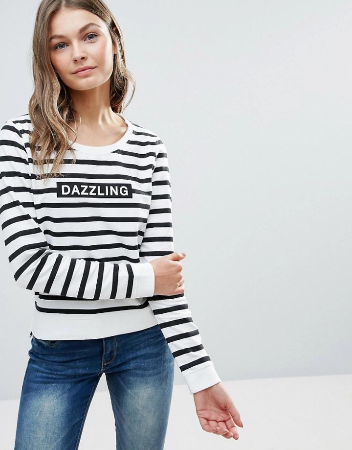 Only Dazzling Micka Logo Stripe Sweatshirt - White