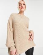 Stradivarius Oversized Jumper In Beige-neutral