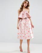 Asos Prom Skirt In Flamingo Jacquard - Multi