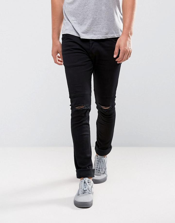 Loyalty And Faith Ryan Skinny Jeans With Knee Rip In Black - Black