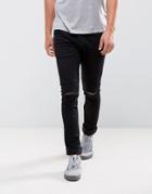 Loyalty And Faith Ryan Skinny Jeans With Knee Rip In Black - Black