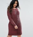 Junarose Mixed Knit Sweater Dress - Red