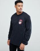 New Love Club Tongue Print Long Sleeve Top - Black