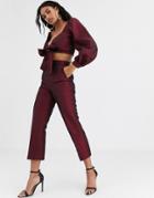 Asos Design Taffeta Two-piece Slim Pants-red
