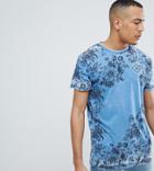 Jacamo Tall T-shirt With Floral And Chest Print - Blue