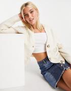 New Look Knitted Cardigan In Oatmeal-white