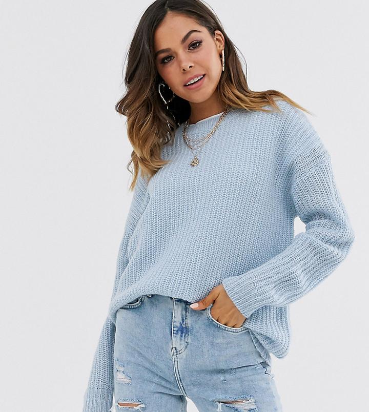 New Look Long Line Drop Shoulder Sweater In Blue - Multi
