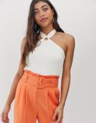 Moon River Halter Neck Ring Front Top - Cream