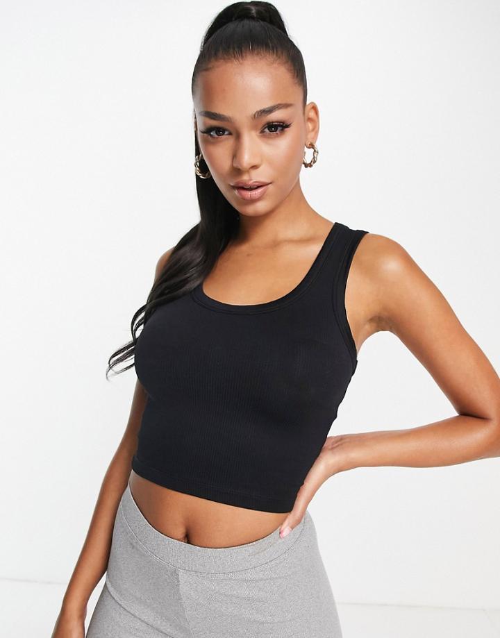 Asos 4505 Icon Active Tank Top In Rib-black