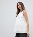 Asos Maternity Nursing Double Layer Shell Top In Ponte - White