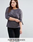 New Look Plus Batwing Sweat Top - Gray
