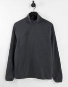Asos Design Polar Fleece Sweatshirt With Half Zip In Washed Black