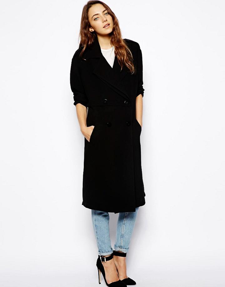 Asos Double Breasted Trench - White