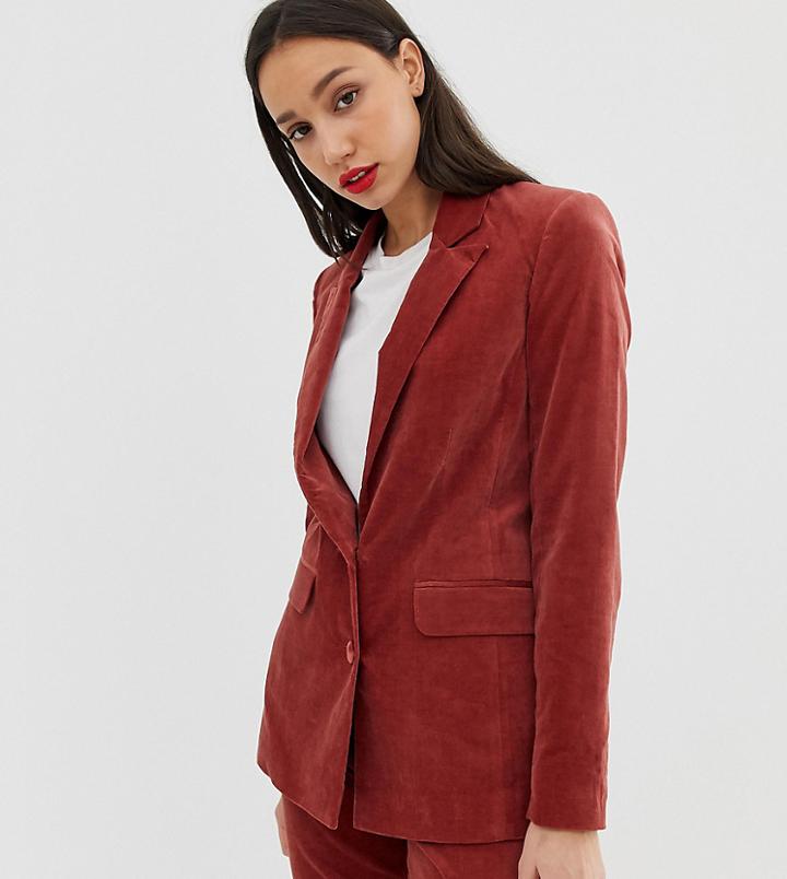Asos Design Tall Suit Blazer In Velvet - Pink