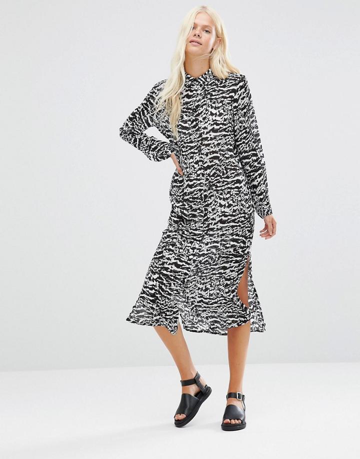 Minimum Thecla Printed Shirt Dress - Black