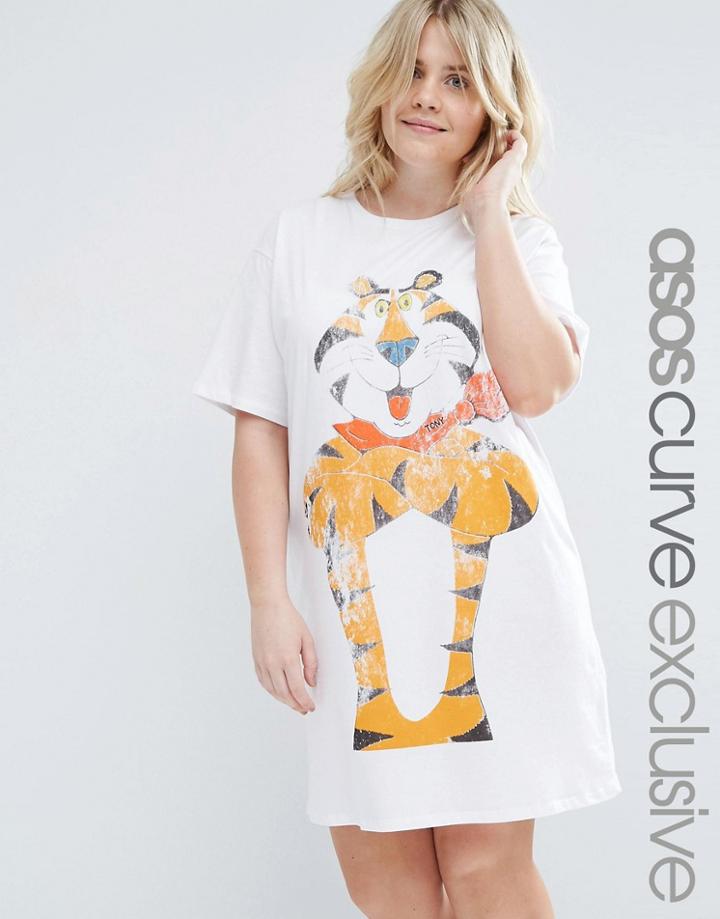 Asos Curve Retro Tony The Tiger Print Sleep Tee - White