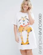 Asos Curve Retro Tony The Tiger Print Sleep Tee - White