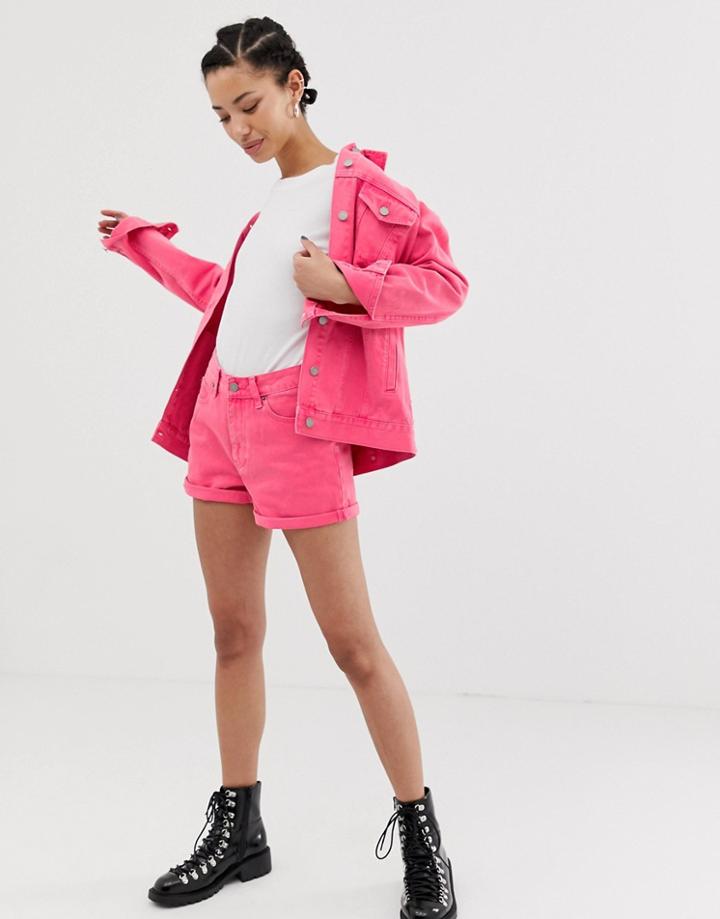 Dr Denim Jenn High Rise Short With Roll Hem - Pink