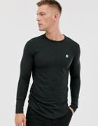 Le Breve Basic Longline Long Sleeve Top-black