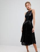 Coast Viviana Pleated Sequin Dress - Black