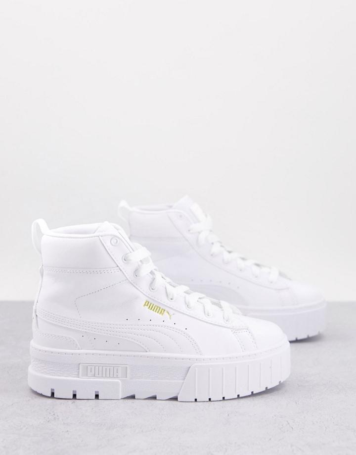 Puma Mayze Mid Chunky Sneakers In Triple White