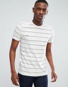 Esprit T-shirt In Slub With Stripe - Cream