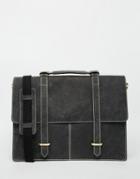 Asos Leather Satchel In Black With Contrast Stitching - Black