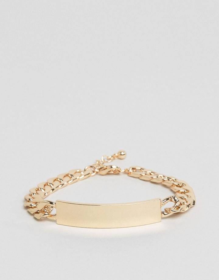 Asos Chain And Bar Bracelet In Gold - Gold