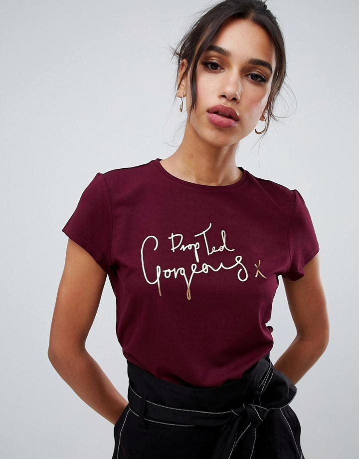 Ted Baker Ted Says Relax Drop Ted Gorgeous Logo Fitted Tee - Red