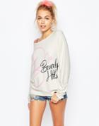 Wildfox Baggy Beach Sweatshirt With Beverly Hills Print - Vintage Lace