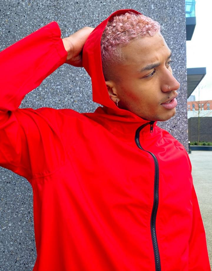Asos Design Waterproof Windbreaker In Red