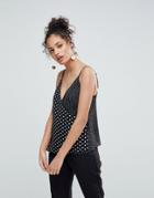 Asos Wrap Cami With Button Detail In Mixed Spot - Multi