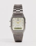 Casio Gunmetal Vintage Inspired Bracelet Watch-gray