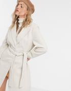 New Look Belted Formal Coat In Cream-white