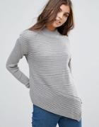 Vero Moda High Neck Sweater With Zip Detail - Gray