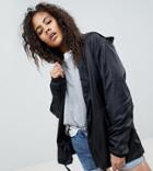 Asos Design Tall Rain Jacket With Fanny Pack-black