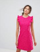 Warehouse Lace Ruffle Dress - Pink