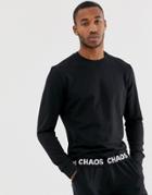 D-struct Slogan Tape Crew Neck Sweat - Black