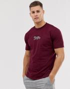 Asos Design Relaxed T-shirt With Tiger Embroidery - Red