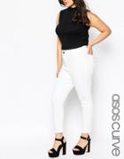 Asos Curve Rivington High Waist Denim Ankle Grazer Jeggings In White - White