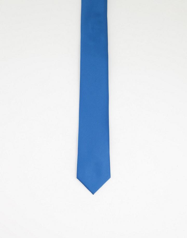 Gianni Feraud Plain Satin Tie In Teal-blue