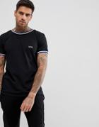 Boohooman T-shirt With Ribbed Detail In Black - Black
